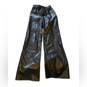 Wide Leg Leather Pants